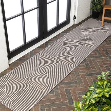 Arielle Mid-Century Modern Curve Stripe Reversible Machine-Washable Indoor/Outdoor Area Rug